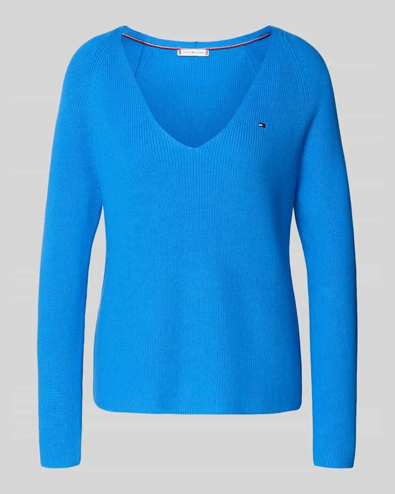 Tommy Hilfiger Regular Fit Strickpullover aus reiner Baumwolle Hellblau