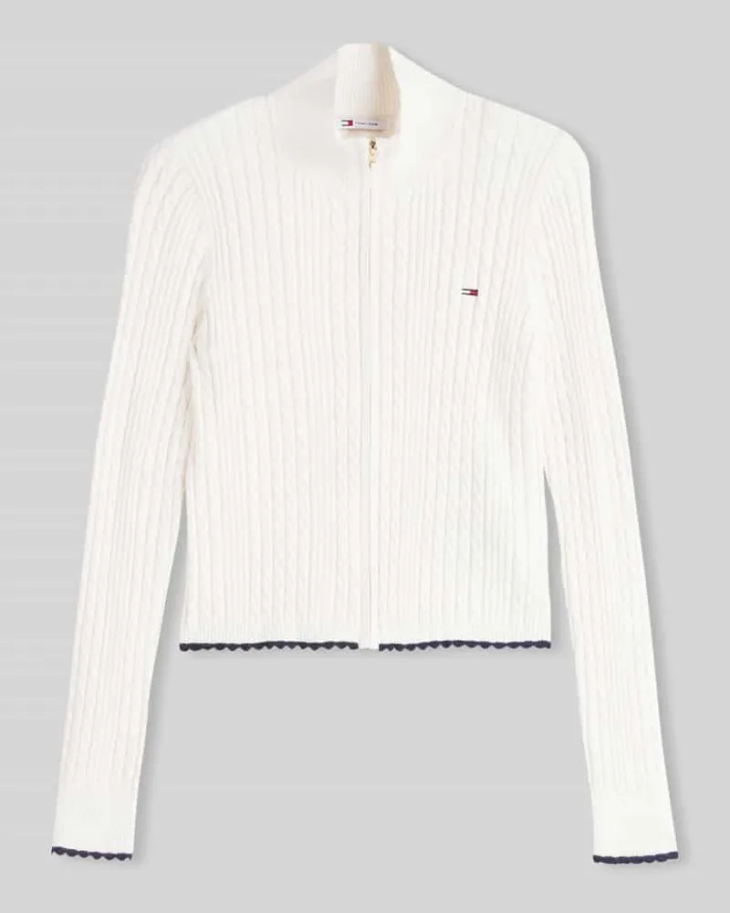 Tommy Hilfiger Slim Fit Strickjacke aus Viskose-Mix Weiss