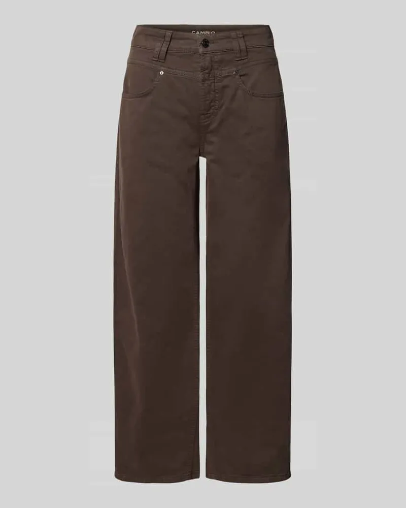 Cambio Regular Fit Barrel Jeans aus Baumwoll-Mix Modell 'ODELE Dunkelbraun