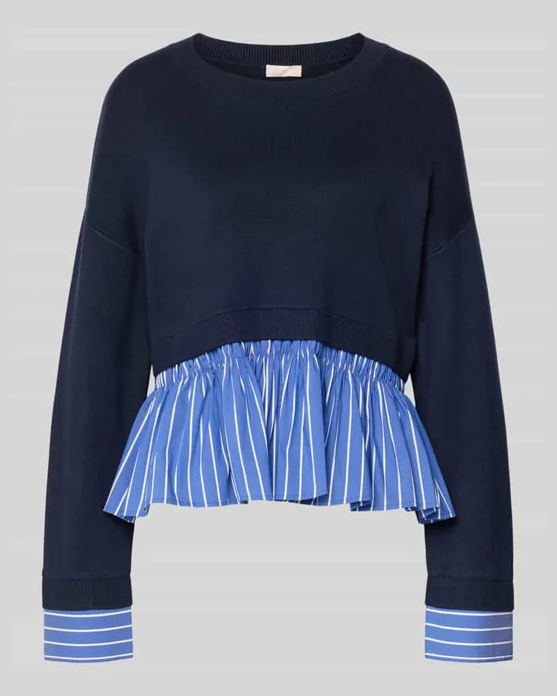 Liu Jo Strickpullover aus Viskose-Mix im 2-in-1-Look Marine