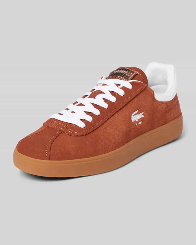 Lacoste Ledersneaker mit Label-Detail Modell 'BASESHOT Mittelbraun