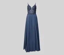 Abendkleid mit Pailletten- und Ziersteinbesatz
