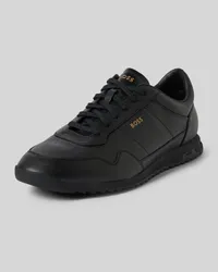 HUGO BOSS Ledersneaker mit Label-Print Modell 'Zayn Black