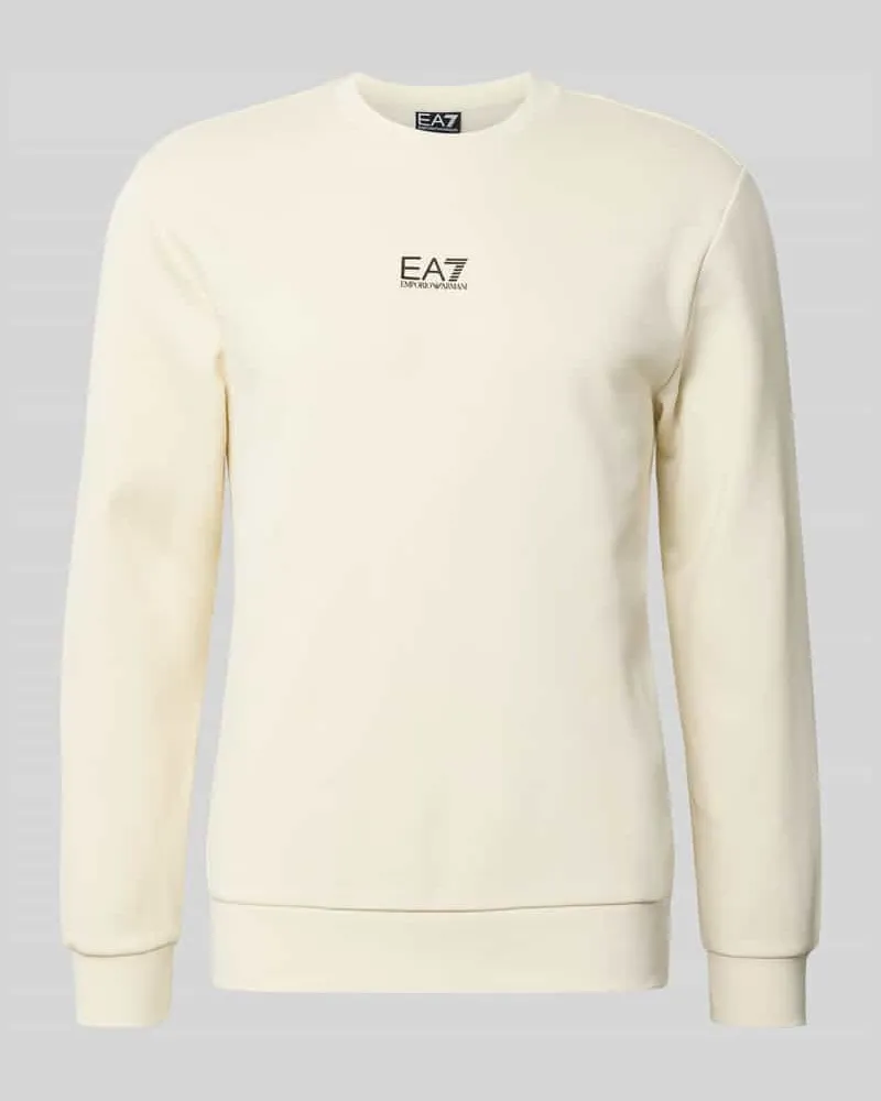 EA7 Sweatshirt mit Label-Detail Offwhite