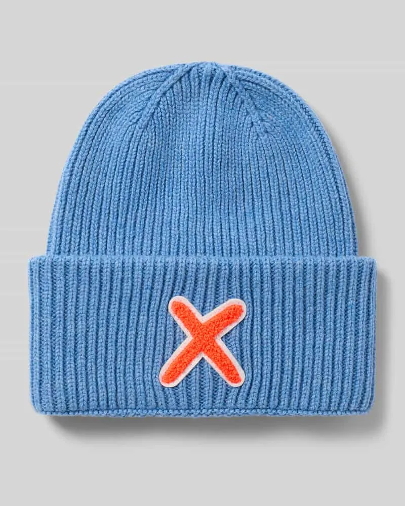 UNIO Mütze aus Schurwolle-Kaschmir-Mix mit Motiv-Stitching Hellblau