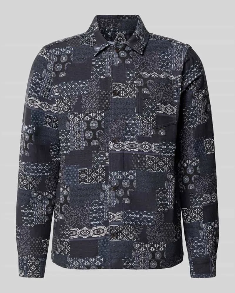LES DEUX Regular Fit Hemdjacke in Denim-Optik Marine
