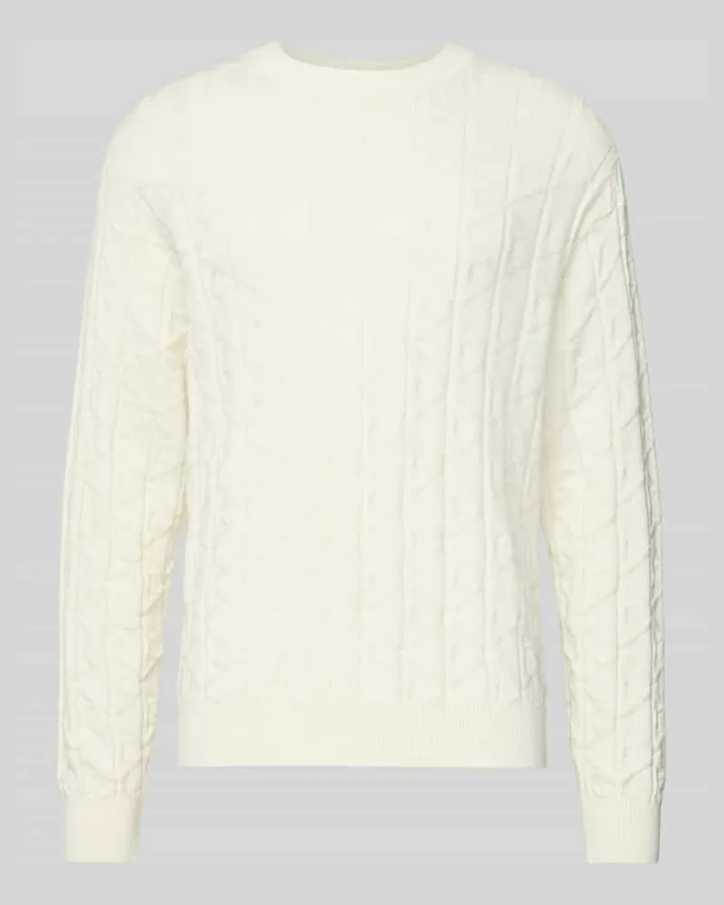 Calvin Klein Strickpullover mit Rundhalsausschnitt Modell 'EASY Offwhite