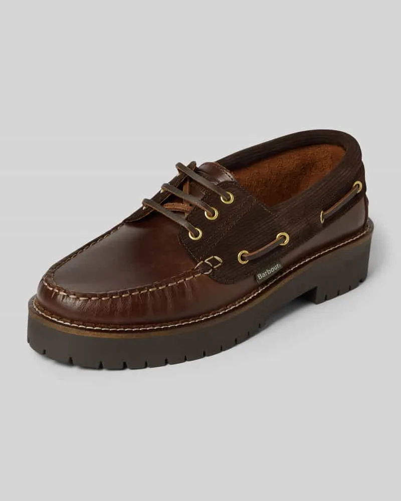 Barbour Loafer aus echtem Leder Modell 'Darras Boat Shoe Dunkelbraun