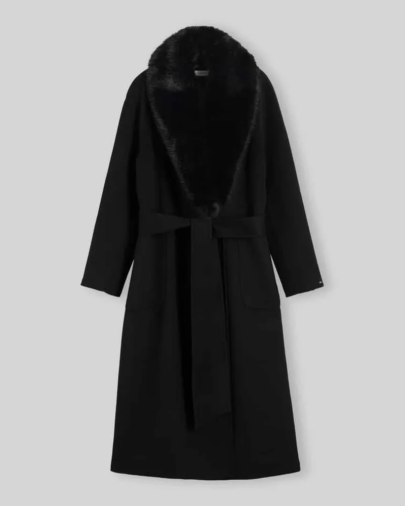 Tommy Hilfiger Mantel mit abnehmbarem Webpelzkragen aus Wollmix Black