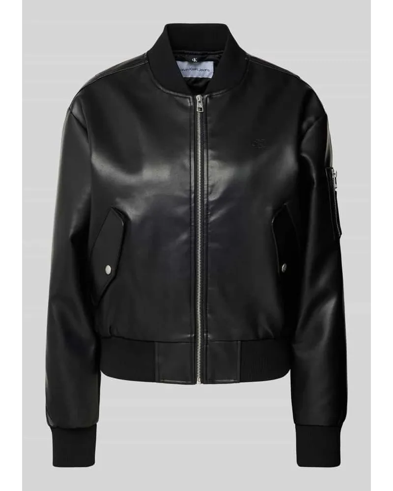 Calvin Klein Bomberjacke in Leder-Optik Black