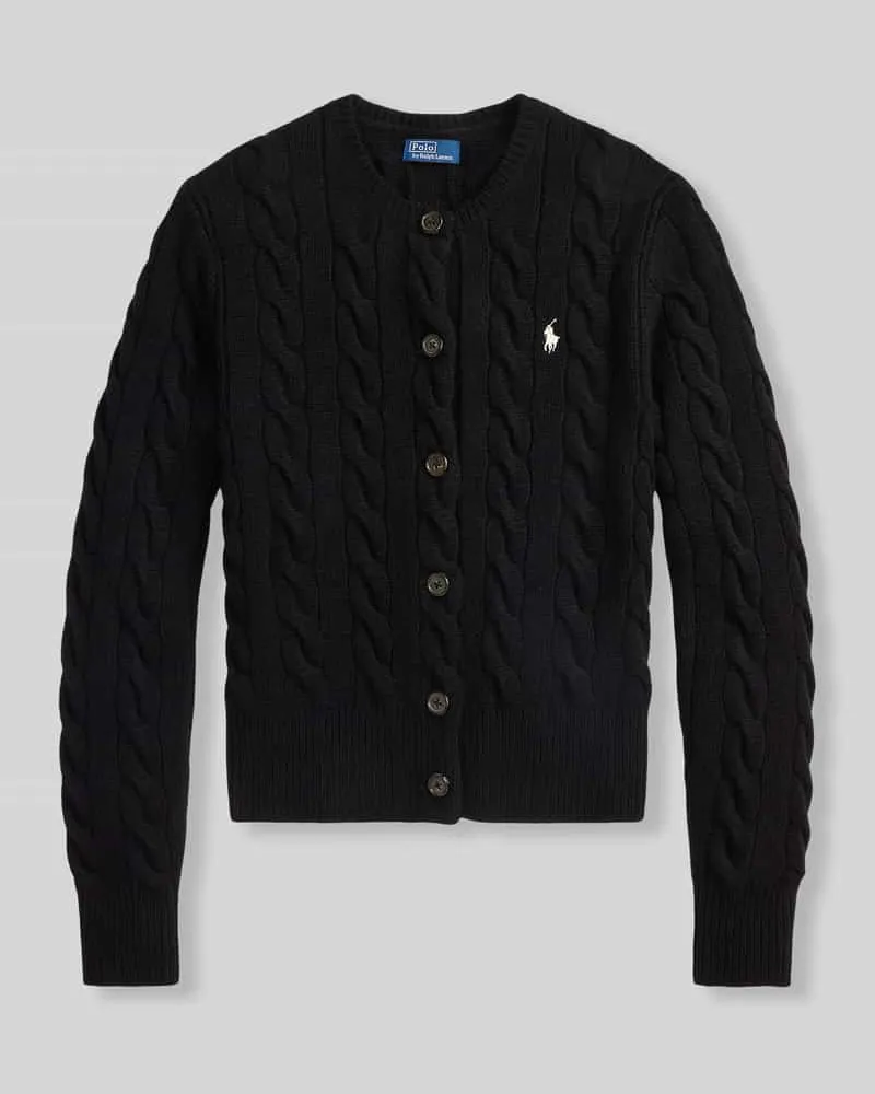 Ralph Lauren Regular Fit Strickjacke aus Wolle mit Kaschmir-Anteil Black