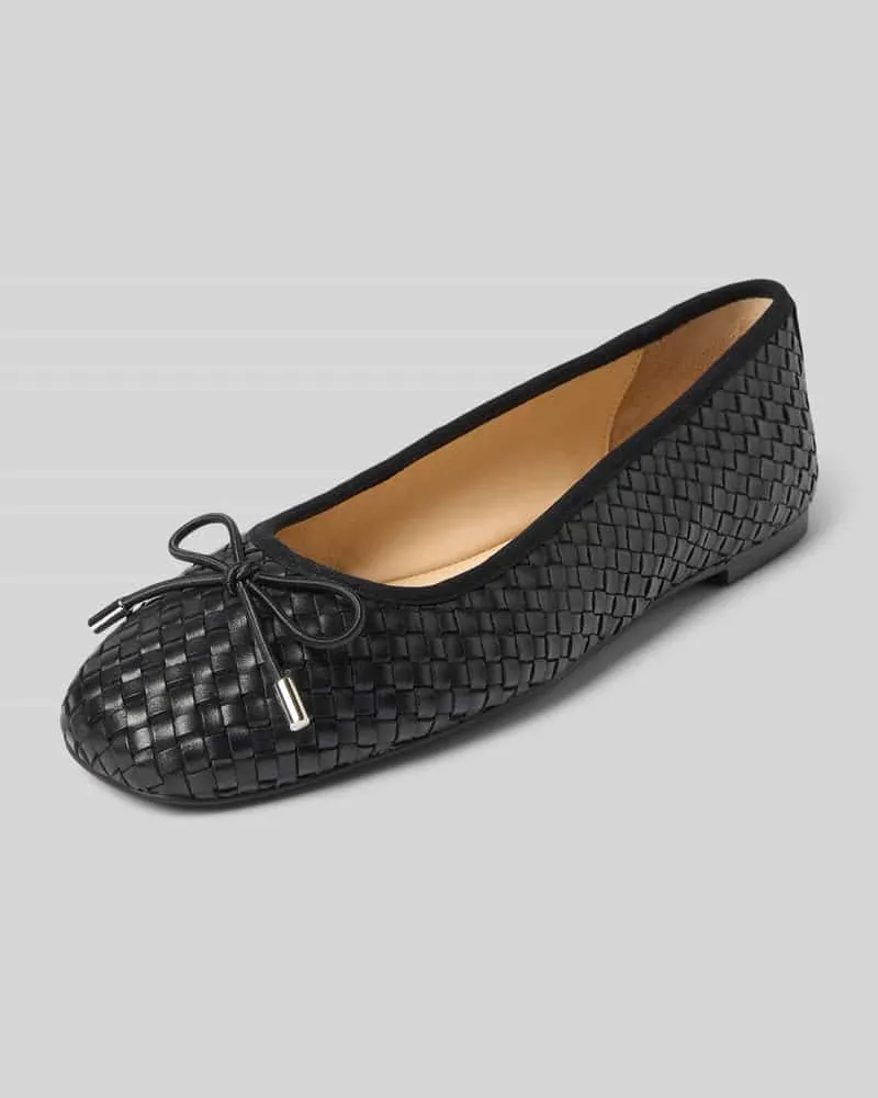 Inuovo Ballerinas aus Leder mit Schleifendetail Black