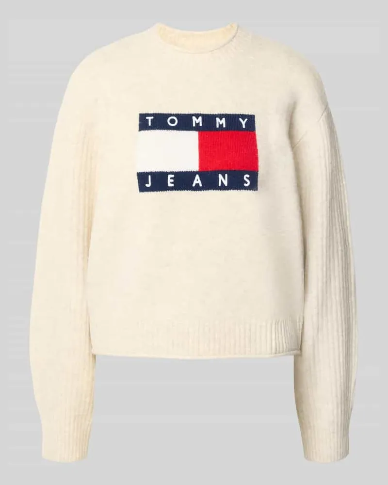 Tommy Hilfiger Cropped Strickpullover mit Woll-Anteil Offwhite