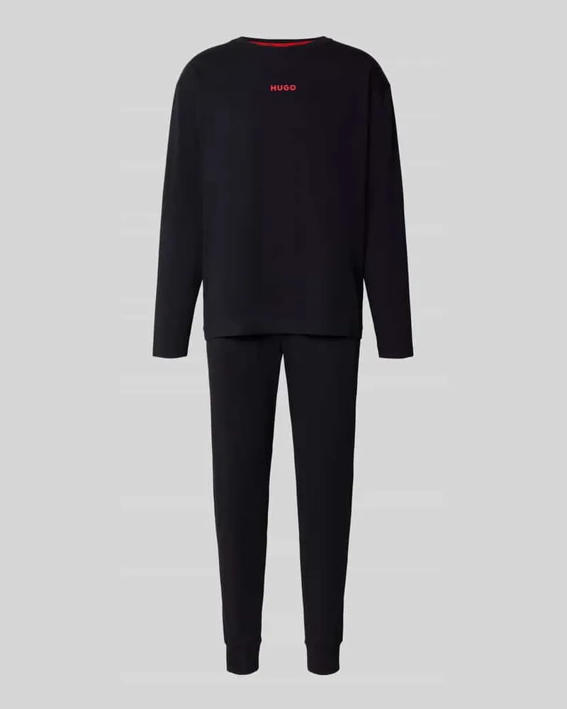 HUGO BOSS Regular Fit Pyjama aus Baumwoll-Mix Black
