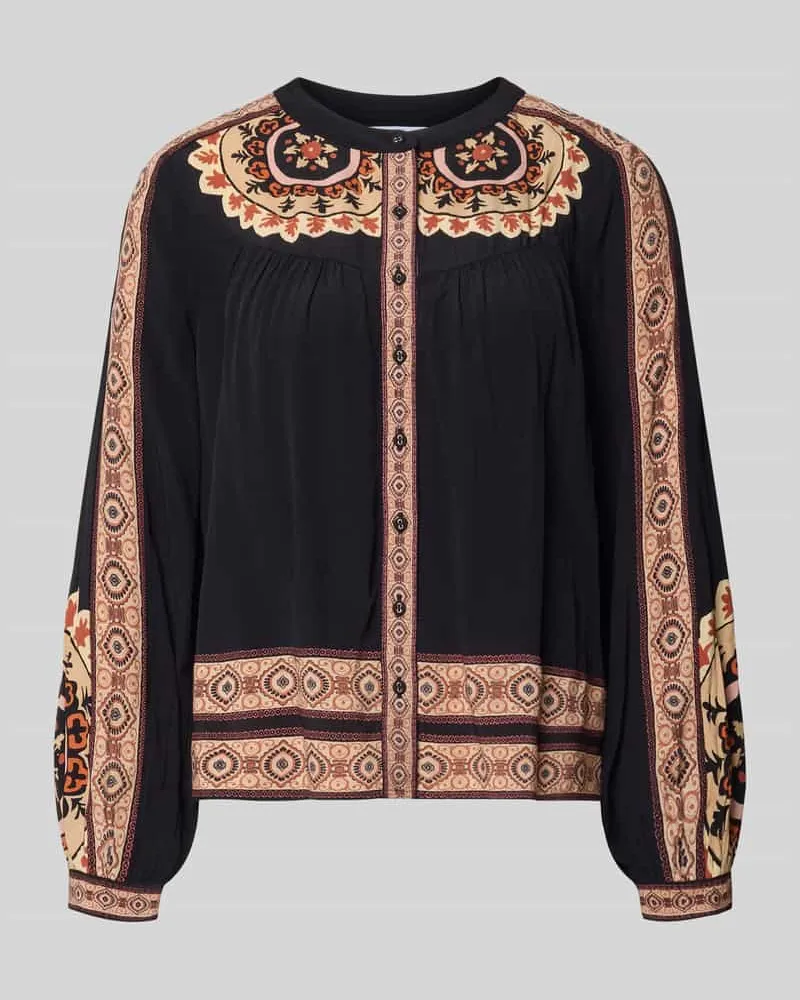 ba&sh Relaxed Fit Bluse mit Rundhalsausschnitt Modell 'VALDA Black