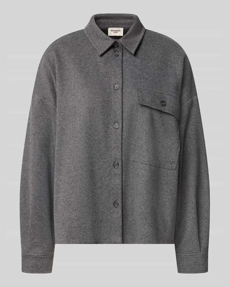 Max Mara Oversized Langarmbluse aus Viskose-Baumwoll-Mix Modell 'AGIATE Mittelgrau