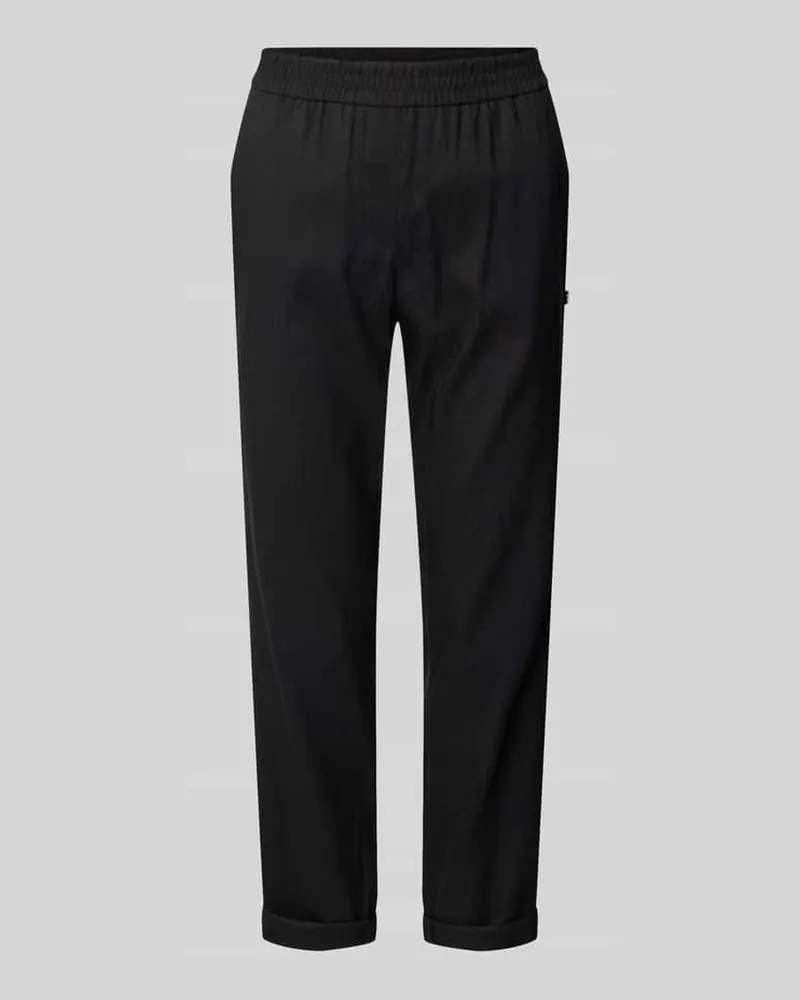 Marc Cain Straight Fit Leinenhose mit Viskose-Anteil Black