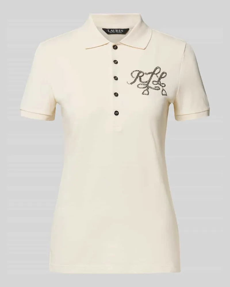 Ralph Lauren Slim Fit Poloshirt mit Logo aus Perlen Modell 'KIEWICK Ecru