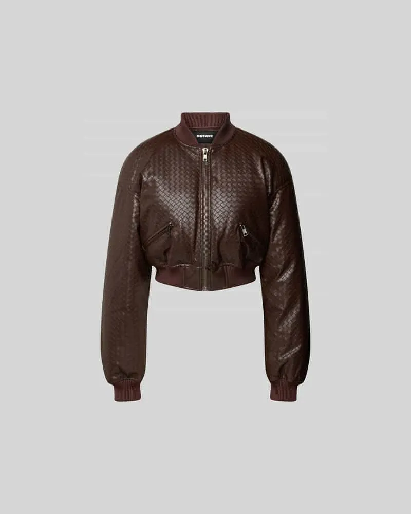 ROTATE Birger Christensen Cropped Jacke mit Reißverschluss Mittelbraun