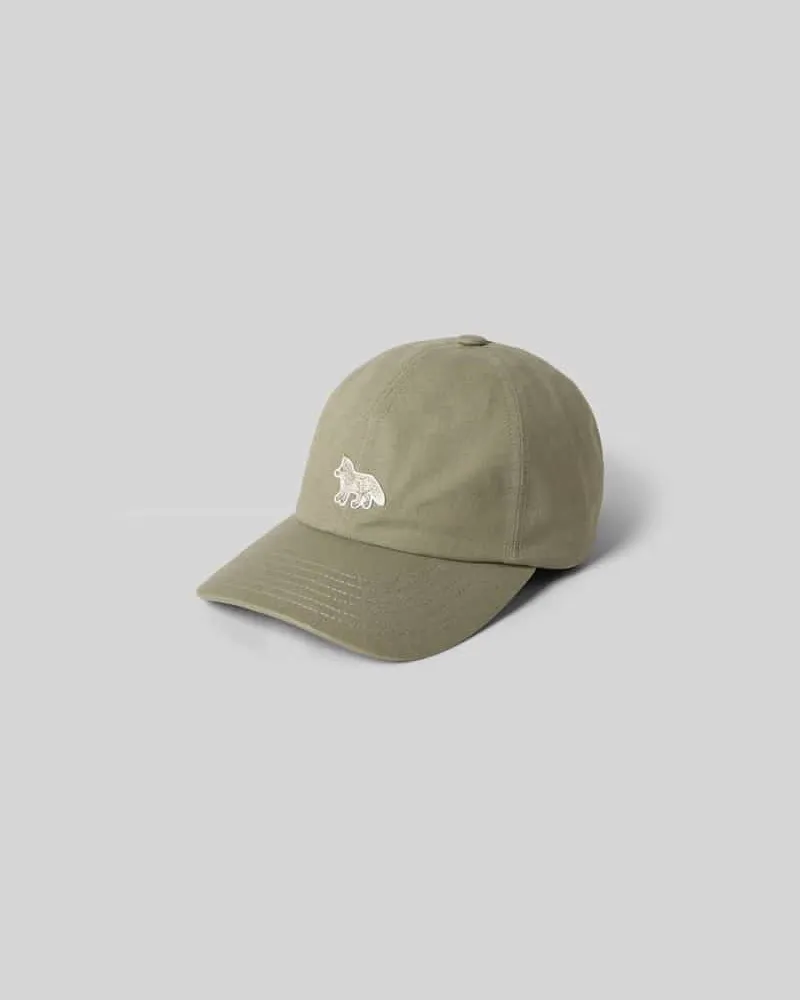 Kitsuné Basecap mit Motiv-Patch Oliv
