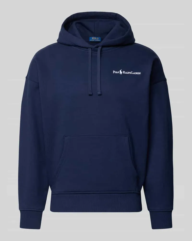 Ralph Lauren Relaxed Fit Hoodie mit Label-Stitching und Känguru-Tasche Marine