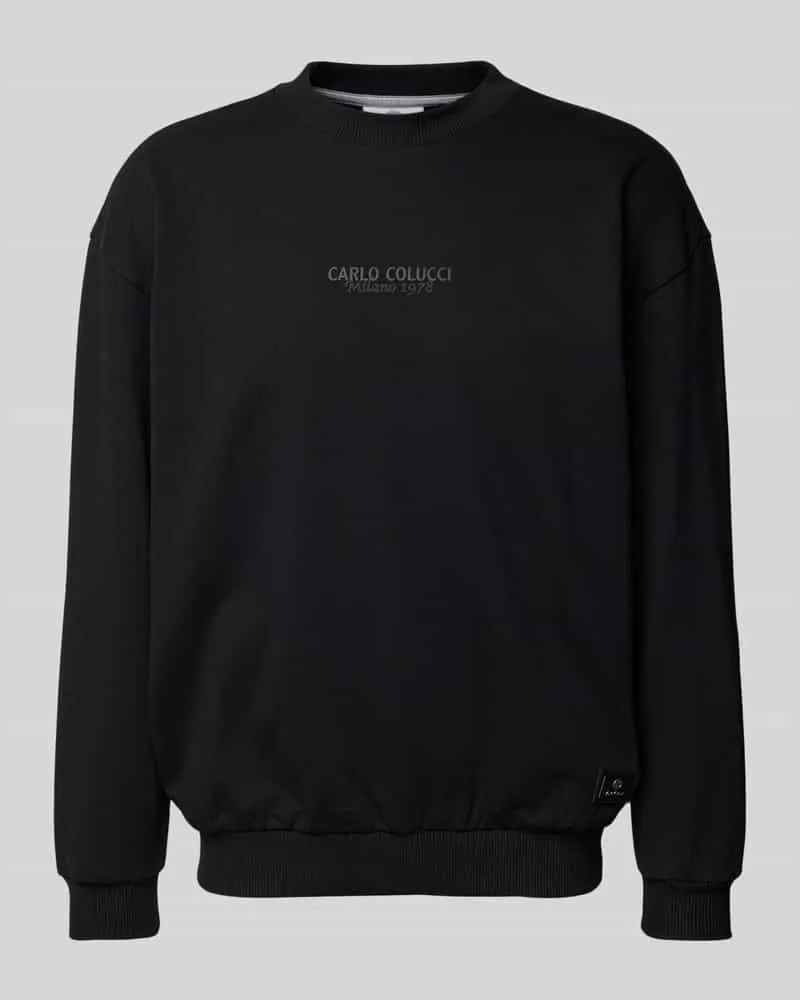 Carlo Colucci Sweatshirt mit Label-Print und -Badge Black