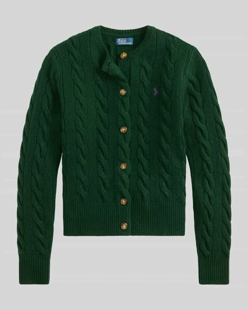 Ralph Lauren Regular Fit Strickjacke aus Wolle mit Kaschmir-Anteil Gruen