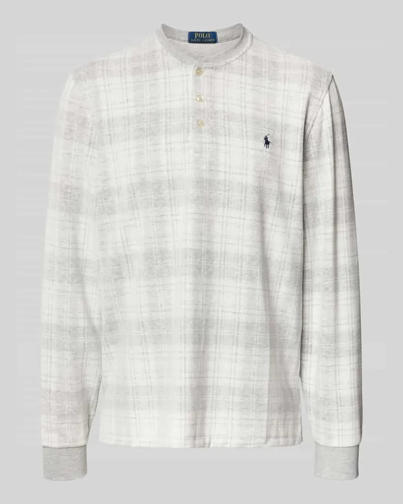 Ralph Lauren Pyjama-Oberteil mit Knopfleiste und Label-Stitching Hellgrau
