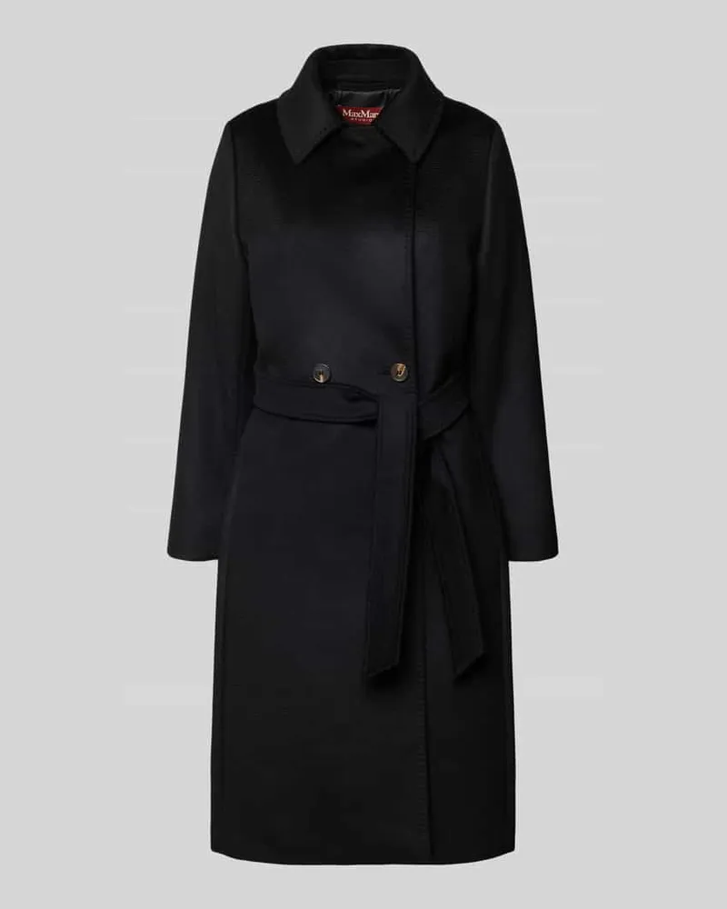 Max Mara Gerader Mantel aus reiner Schurwolle Modell 'BCOLLAG Black