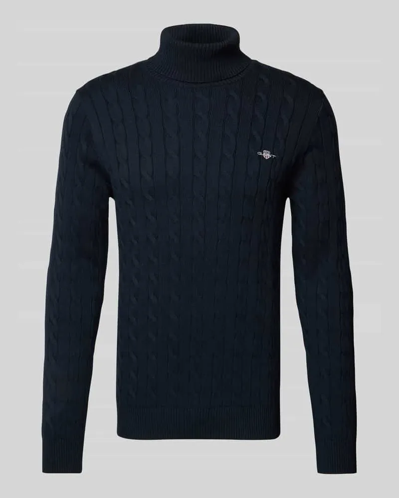 Gant Rollkragenpullover mit Label-Stitching Marine