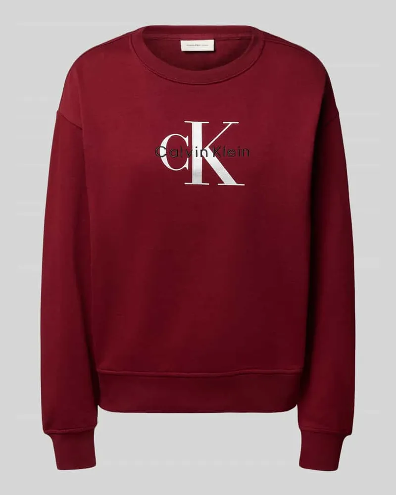 Calvin Klein Sweatshirt mit Logo und Rundhalsausschnitt Bordeaux