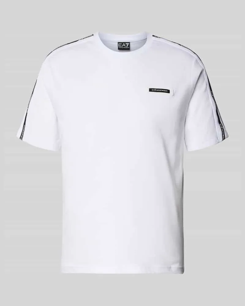 EA7 Regular Fit T-Shirt mit Logo-Patch Weiss