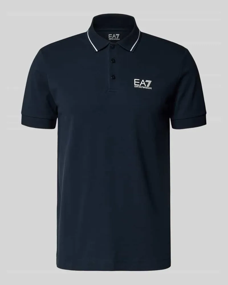 EA7 Regular Fit Poloshirt mit Logo-Print Dunkelblau