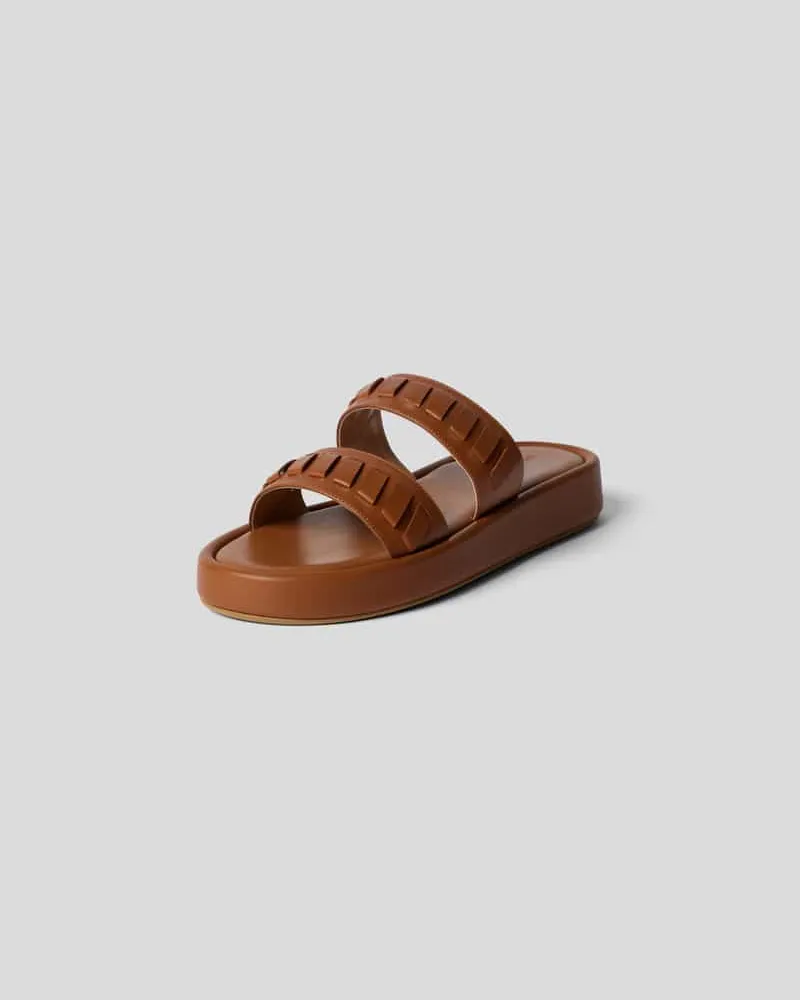 Sergio Rossi Slides aus Leder Cognac