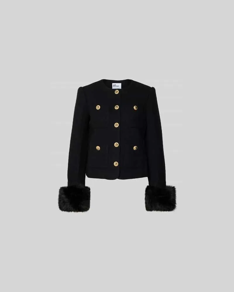 Self-Portrait Jacke in Bouclé-Optik Black