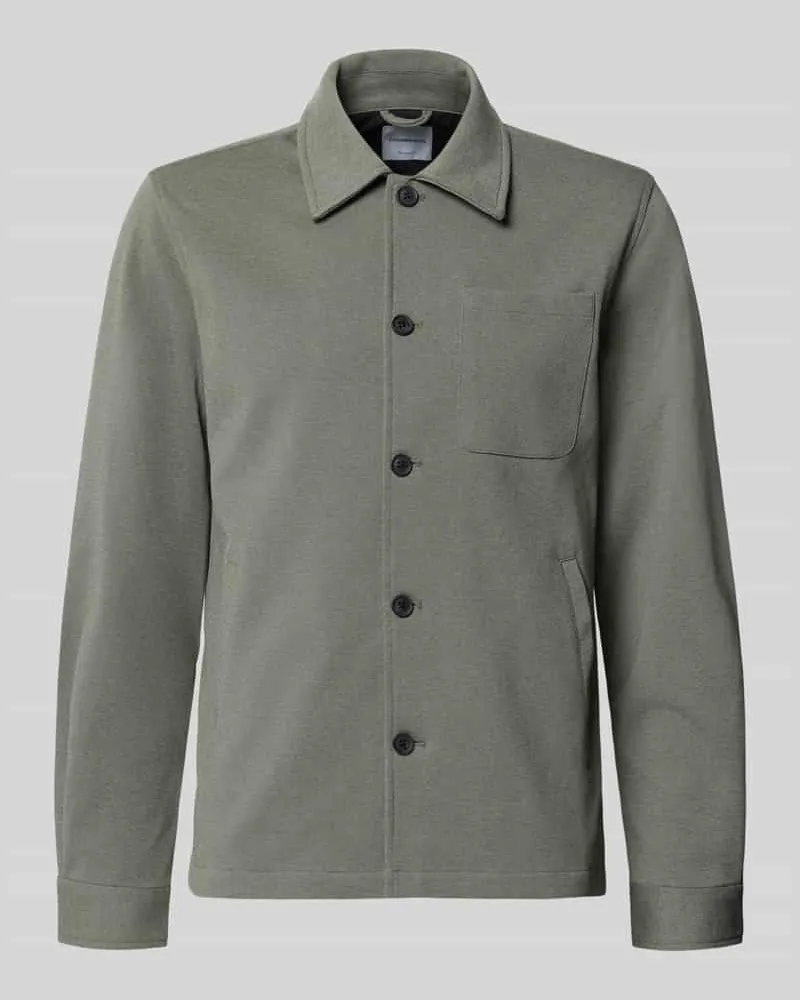 Lindbergh Slim Fit Hemdjacke mit Viskose-Anteil Oliv