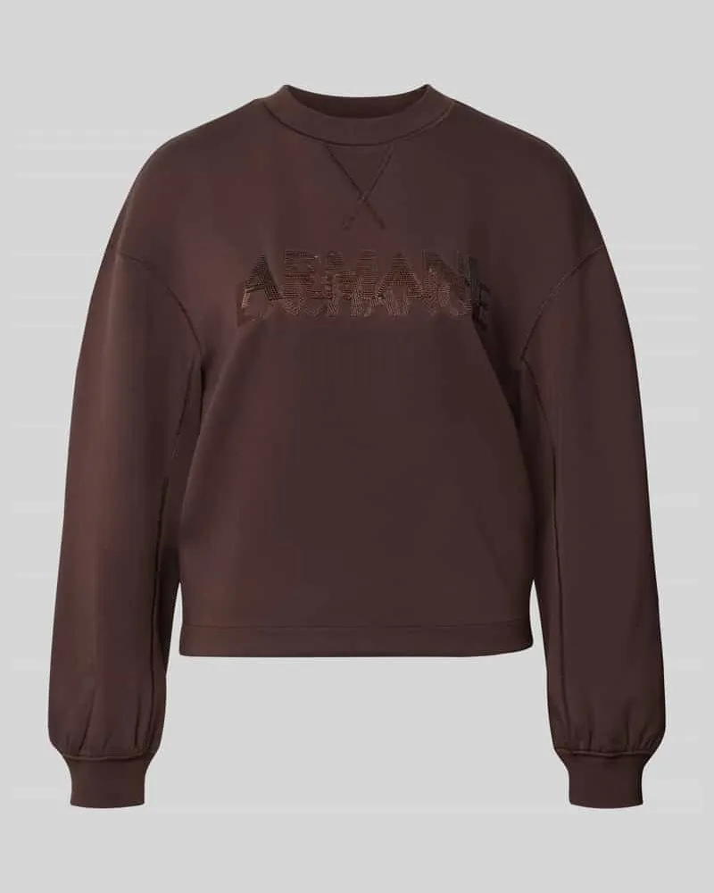 Armani Exchange Regular Fit Pullover aus Viskose-Mix Dunkelbraun