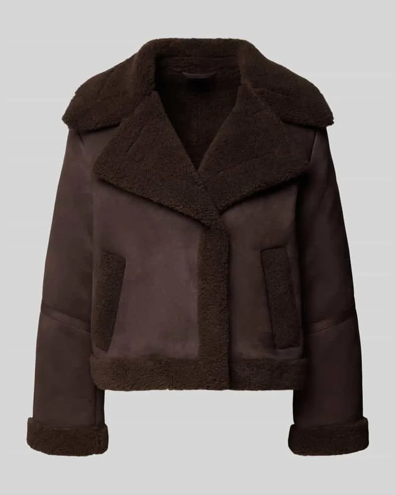 Vero Moda Regular Fit Jacke in Lederoptik mit Teddyfell-Futter Modell 'HARPER Schoko