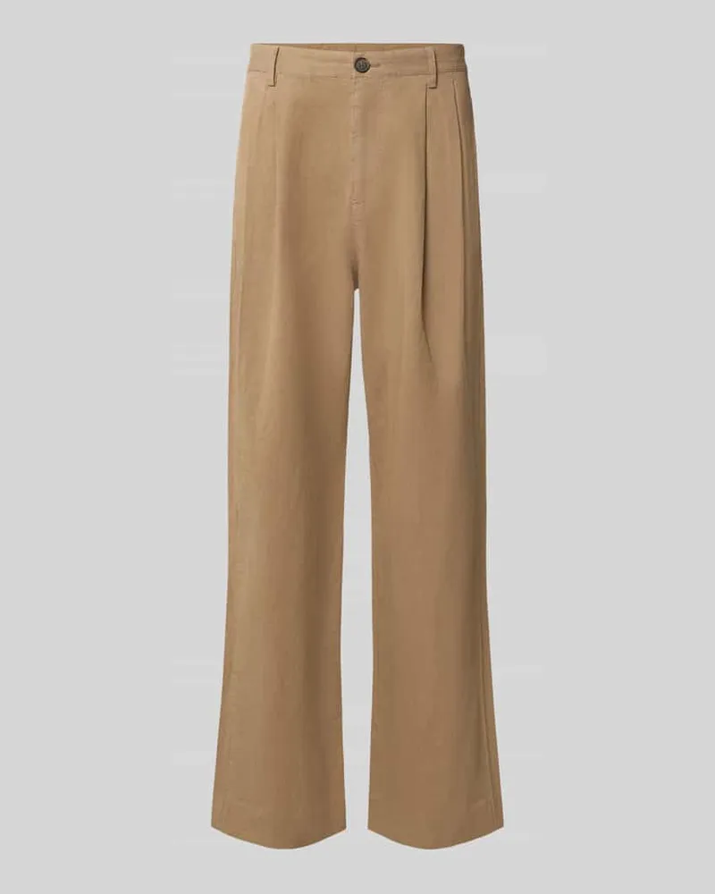 Paul Smith Relaxed Fit Bundfaltenhose aus Baumwoll-Leinen-Mix Beige