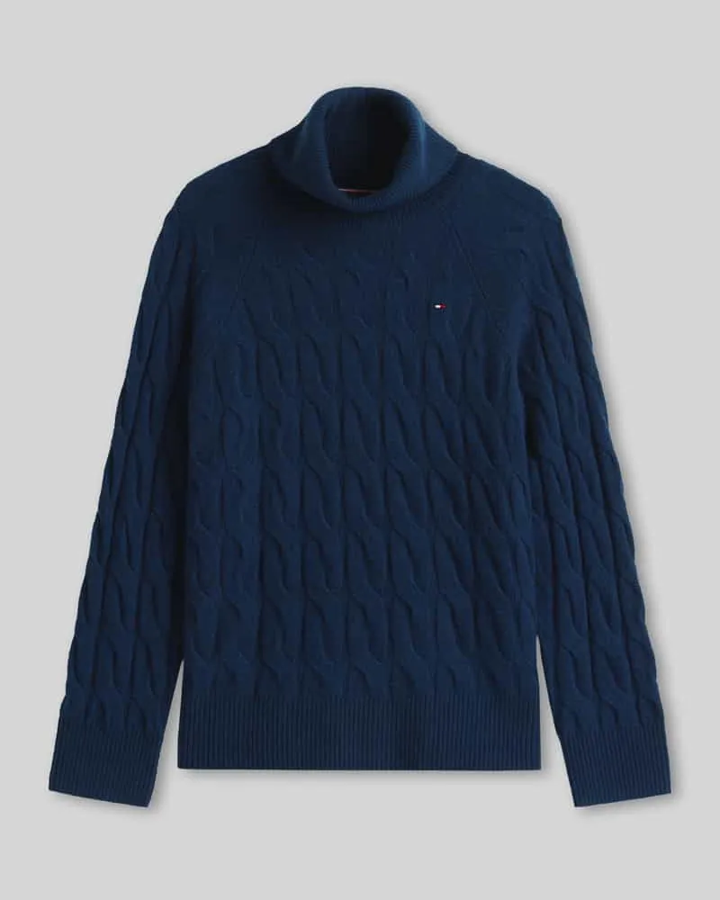 Tommy Hilfiger Relaxed Fit Rollkragenpullover aus reiner Wolle Marine