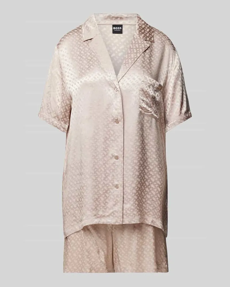 HUGO BOSS Pyjama mit Label-Applikation Beige