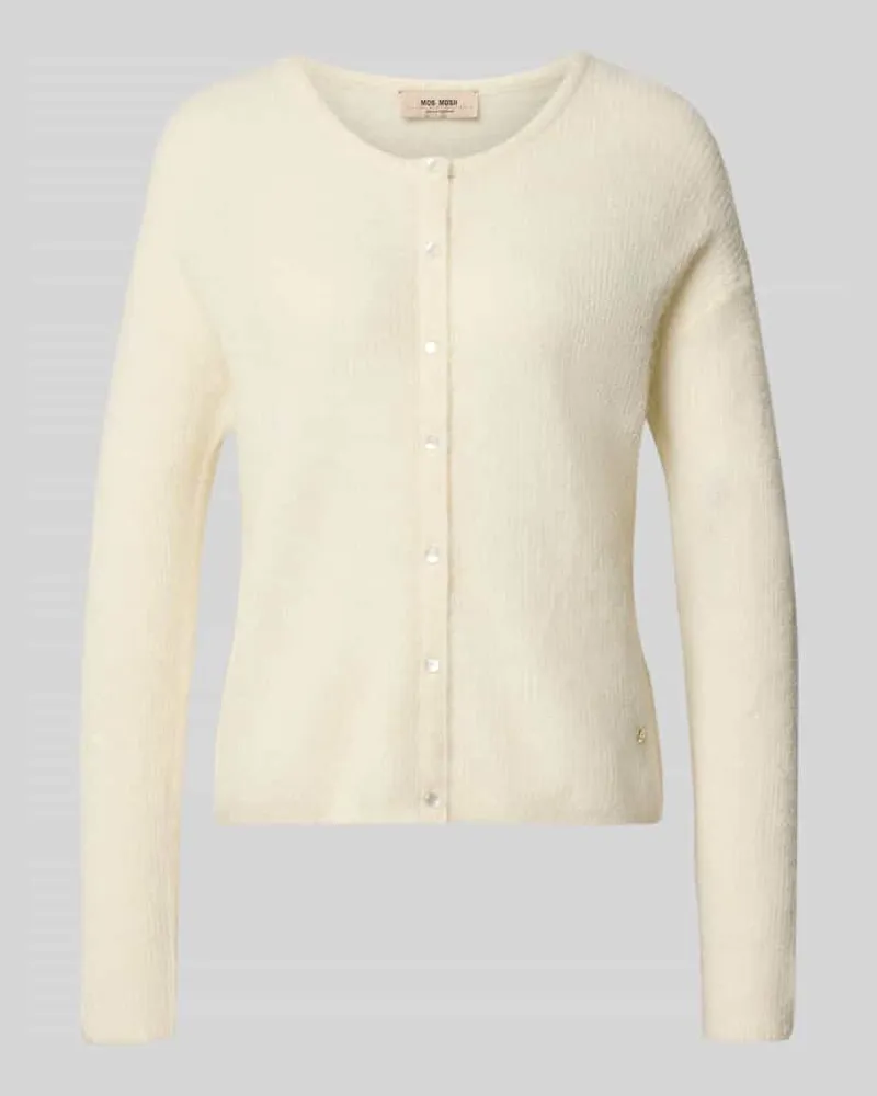 Mos Mosh Regular Fit Strickjacke aus Woll-Alpaka-Mix Modell 'Almine Ecru