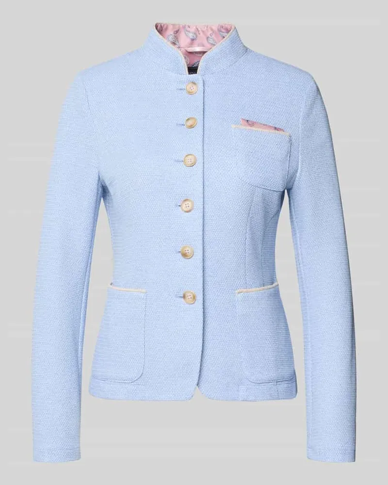 White Label Blazer mit Stehkragen und Brusttasche Hellblau