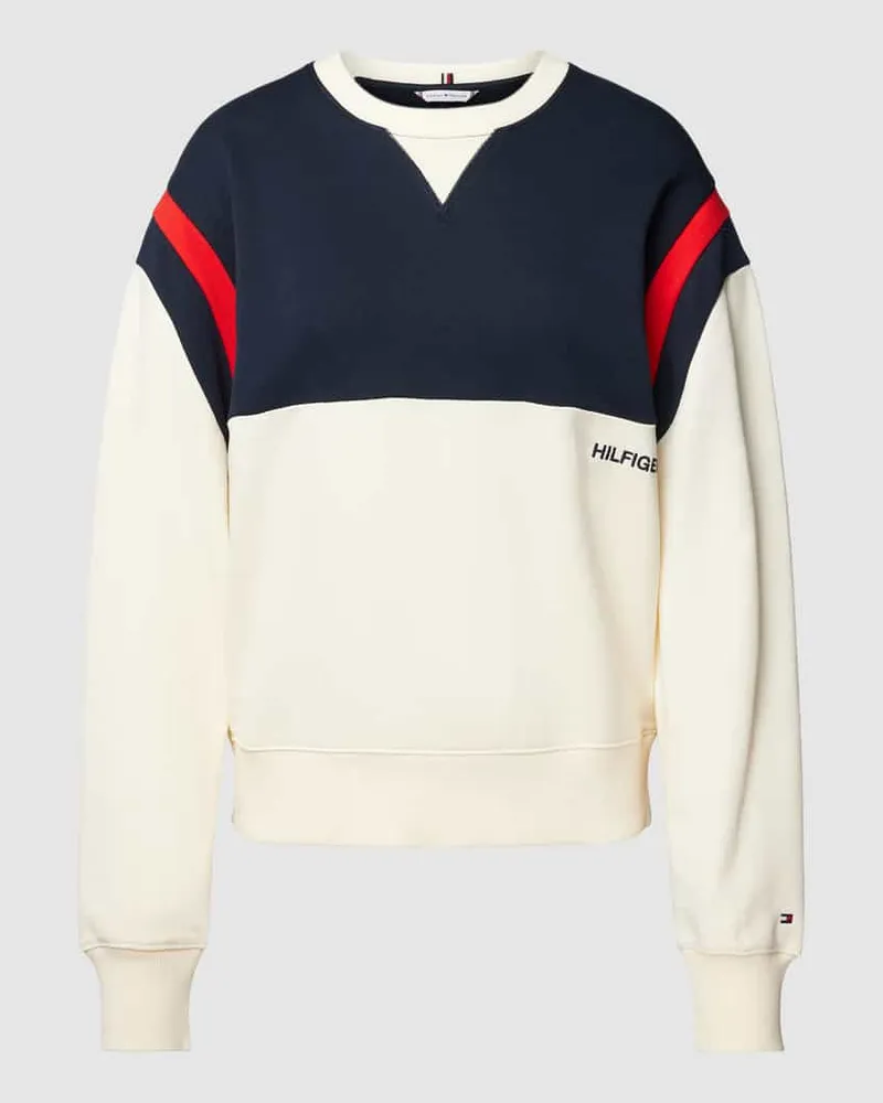 Tommy Hilfiger Sweatshirt im Colour-Blocking-Design Ecru