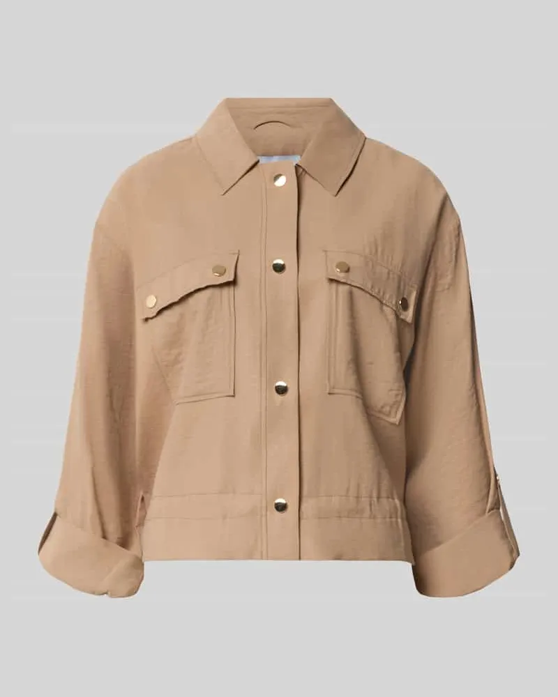 More & More Regular Fit Blazer mit Brusttaschen Taupe
