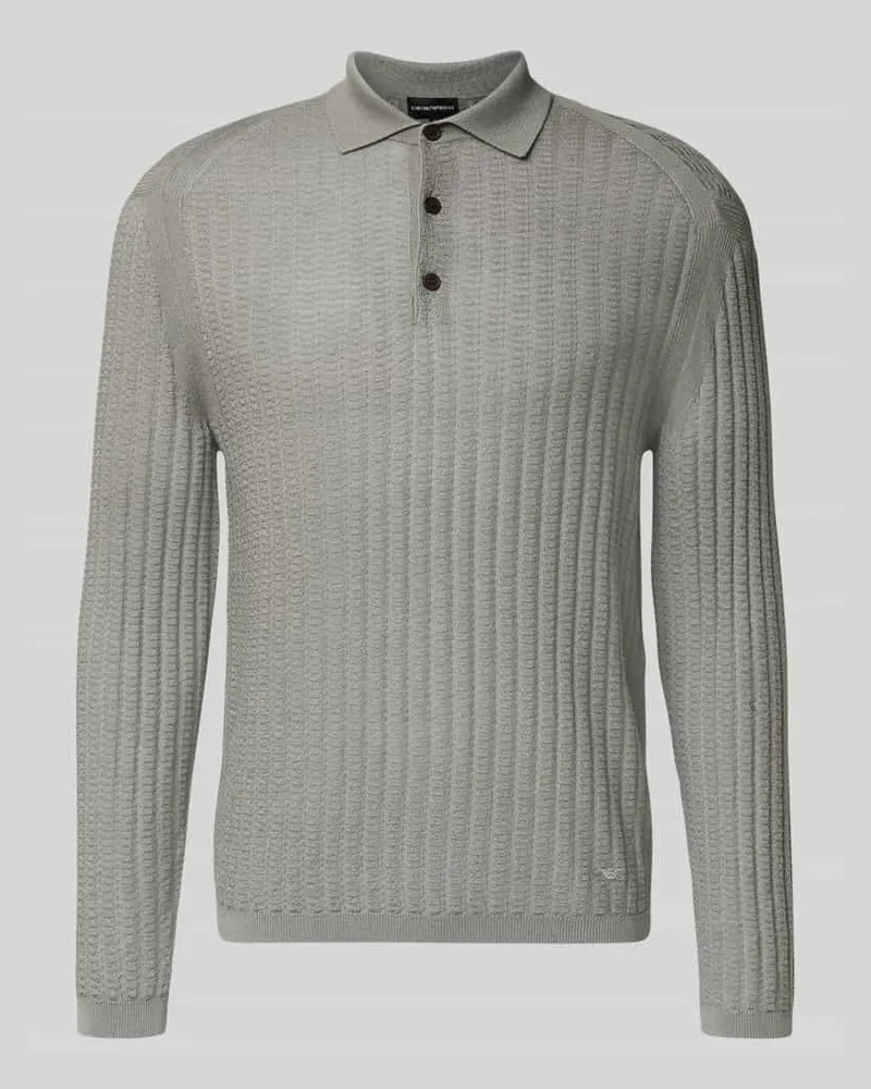 Emporio Armani Slim Fit Pullover aus Lyocell-Mix mit Schurwoll-Anteil Mittelgrau
