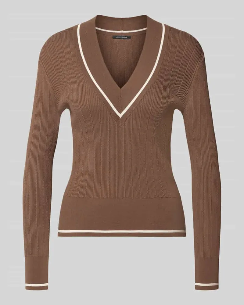 Armani Exchange Slim Fit Pullover aus Viskose-Mix in Strick-Optik Schoko