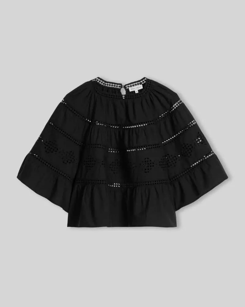 Marc O'Polo Relaxed Fit Bluse aus reiner Baumwolle mit Lochstickerei Black