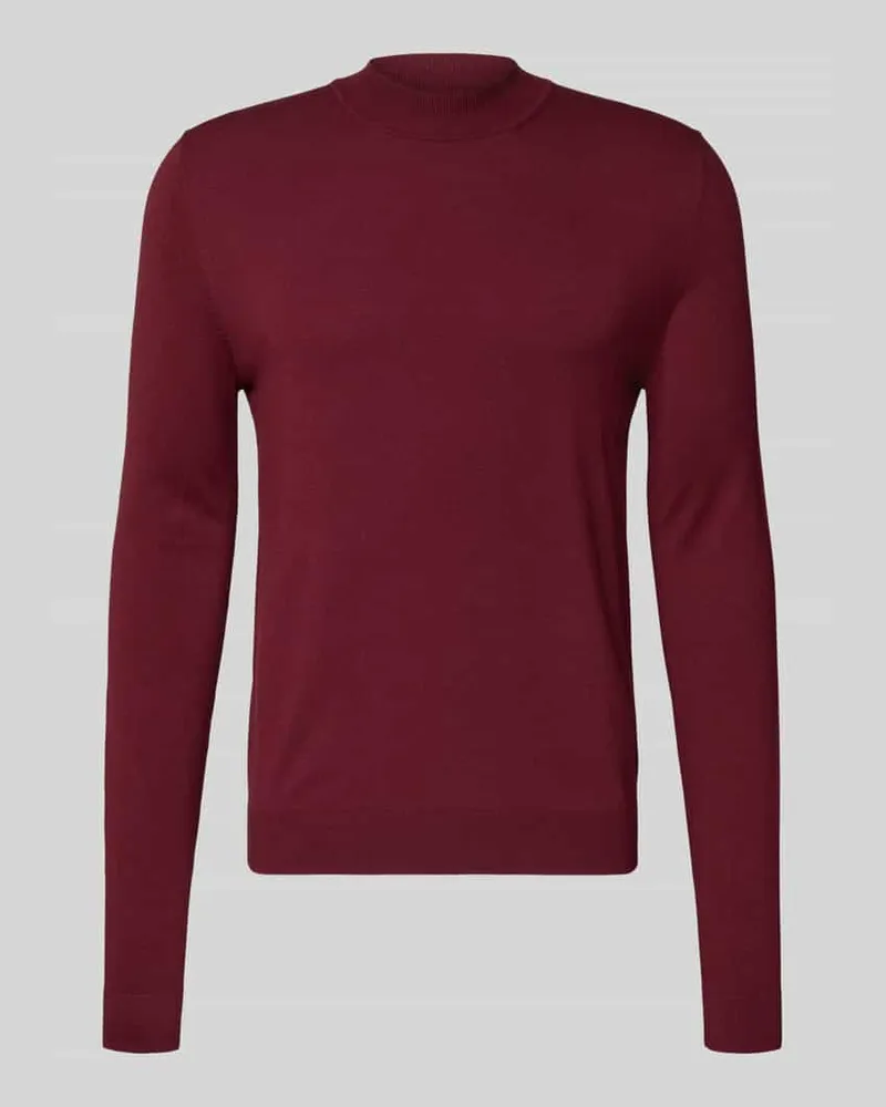 HUGO BOSS Regular Fit Strickpullover aus Viskose-Mix Modell 'SAN MARC Bordeaux