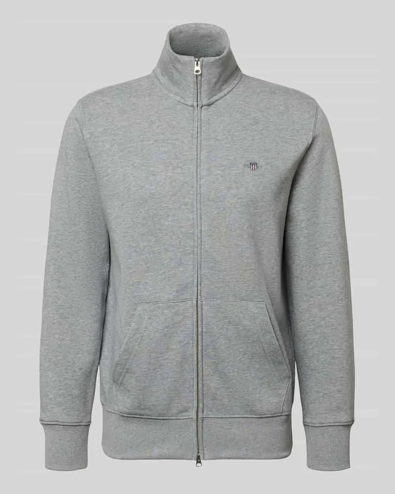 Gant Regular Fit Sweatjacke mit Stehkragen Modell 'Gield Mittelgrau